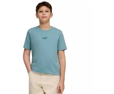 Puma ESS Vaikams mėlyni marškinėliai su centriniu mažo Nr. 1 logotipo 692975 47