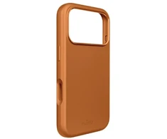 Puro Icon Mag Pro dėklas iš skysto silikono, skirtas iPhone 17 Pro Max, suderinamas su MagSafe, su kameros apsauga ir aliumininiais mygtukais – Oranžinė