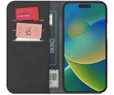 Dėklas Puro Wallet“ nuosekli MagSafe 2in1 PU“ odinės dėtuvės su atvartais ir pinigine iPhone 15“ - juoda