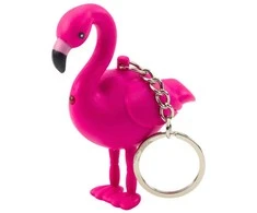 Raktų pakabukas flamingas su LED ir garsu, rožinis