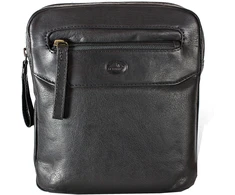 Vyriška odinė crossbody piniginė EL FORREST MB10-61/67, juoda, su auksinės spalvos detalėmis