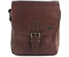 Vyriška odinė crossbody piniginė EL FORREST MB11-22, ruda, su auksinės spalvos detalėmis