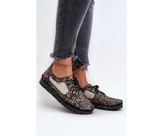 Raštuotos moteriškos loafer tipo basutės Maciejka 06347-01, juodos spalvos
