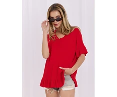 Raudona oversize palaidinė moterims