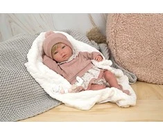 ARIAS Reborn lėlytė rausvais rūbeliais, 40 cm