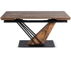 REX išskleidžiamas stalas, 160–220 cm, MDF, kaimiško ąžuolo/juodos spalvos