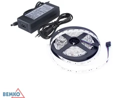Rinkinys - 4,8W/m, 12V, IP20, 4000K LED juosta, 5m ritė, su 12V maitinimo šaltiniu