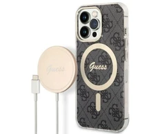 Apple iPhone 13 PRO Guess dėklas 4G Print MagSafe + Belaidis Įkroviklis (GUBPP13XH4EACSK) juodos spalvos