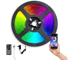 Rinkinys PLAY SET - RGB LED juosta (5m) su valdikliu, maitinimo šaltiniu ir nuotolinio valdymo pulteliu