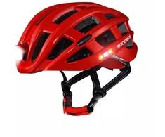 Rockbros MTB dviračio šalmas su šviesele, raudonas, 57-62cm
