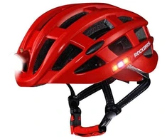 Rockbros MTB dviračio šalmas su šviesele, raudonas, 57-62cm