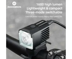 RockBros priekinė dviračio lempa 1600 lm juoda