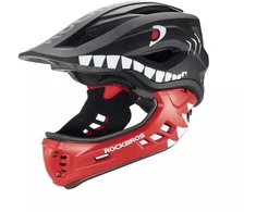 Rockbros TT-32006 Vaikų dviračių šalmas su nuimamu smakru, Ryklio stiliaus, Dydis S (48-52 cm) - Juodas