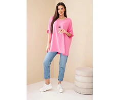 Rožinė oversize palaidinė su pakabuku