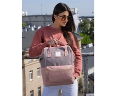 Rožinė, stylowy plecak na laptopa su portem USB - Himawari