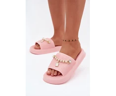 Rožinės basutės su platforma ir dekoru Step in style