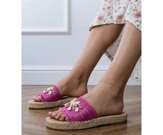 Rožinės espadrilės tipo šlepetės su kriauklelėmis Morsa