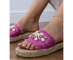 Rožinės espadrilės tipo šlepetės su kriauklelėmis Morsa