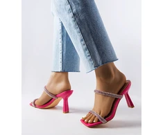 Rožinės Evelina stiletto šlepetės