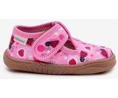 Rožinės vaikų šlepetės barefoot su užsegimu Milami
