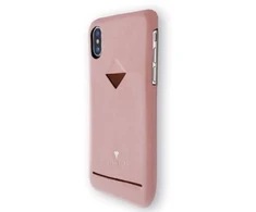 Rožinis telefono dėklas iPhone XSMAX su kortelių skyriumi