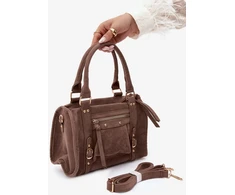 Ruda rankinė per petį su užtrauktuku ir kišenėmis Step in style