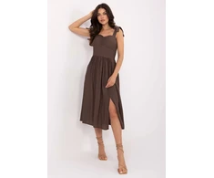 Ruda suknelė su raišteliais ant petnešėlių Italy Moda
