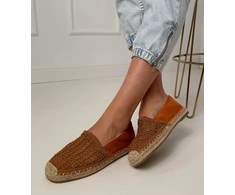 Rudos ažūrinės espadrilės ant platformos moterims