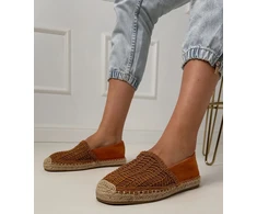 Rudos ažūrinės espadrilės ant platformos moterims