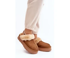 Rudos moteriškos šlepetės su platforma Step in style