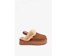 Rudos moteriškos šlepetės su platforma Step in style