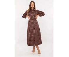 Rudos taškuotos midi sijonas Italy Moda