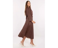 Rudos taškuotos midi sijonas Italy Moda