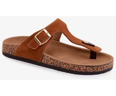 Rudos zomšos šlepetės su sagtimi Step in style