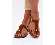 Rudos zomšos šlepetės su sagtimi Step in style