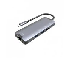 Šakotuvas (HUB) 5 IN 1, sidabro sp.,1xHDMI / 2xUSB 3.0 / 1xLAN / 1xPD
