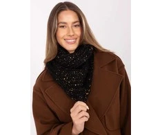 Šalikas juodas megztas su blizgiais akcentais AT Collection