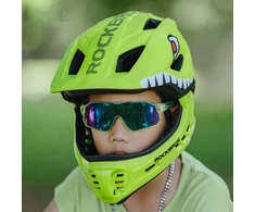 Rockbros TT-32004 „Shark“ vaikiškas dviračio šalmas su nuimamu antgaliu, M dydis (54-58) - Žalias