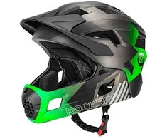 Rockbros TS-61 10110061003 Children's Bike Helmet with Detachable Chin Size S (48-52) - Žalias