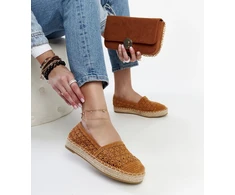 Samra rudos nėriniuotos platforminės espadrilės