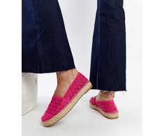 Samra tamsiai rožinės spalvos nėriniuotos platforminės espadrilės