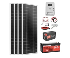 Saulės elektrinės komplektas VEVOR 400W 12V, su 200Ah LiFePO₄ akumuliatoriumi