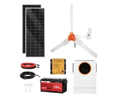 Saulės ir vėjo energijos rinkinys VEVOR 600W, su 100Ah akumuliatoriumi ir 1000W inverteriu