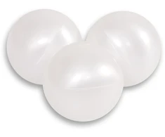Sauso baseino plastikiniai kamuoliukai, 50 vnt., perliniai balti
