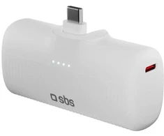 SBS EcoPower 5000 mAh 10W Powerbank'as su integruota USB-C jungtimi - Baltas