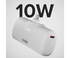 SBS EcoPower 5000 mAh 10W Powerbank'as su integruota USB-C jungtimi - Baltas