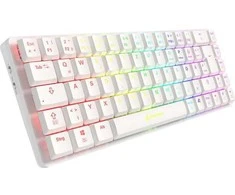 Sharkoon PureWriter W65, klaviatūra - baltas, DE-išdėstymas, Kailh Choc V2 Low Profile Raudona