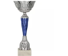 Sidabrinė ir mėlyna metalinė taurė