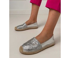 Sidabrinės ažūrinės espadrilės ant platformos Zelvira