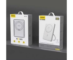Sidabrinis magnetinis išorinis akumuliatorius su stovu, 10000 mAh